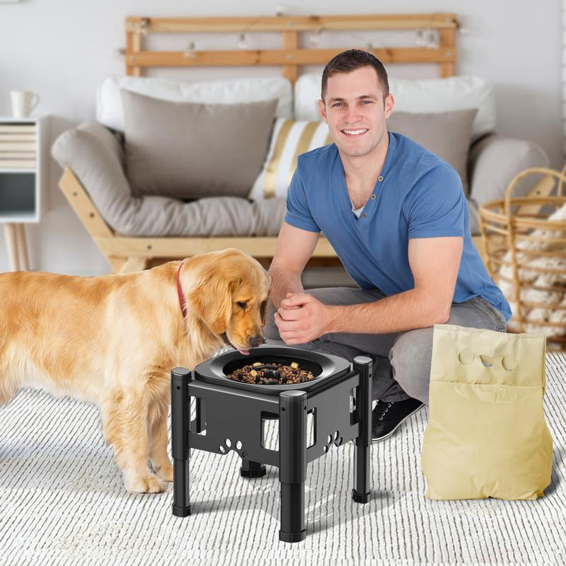 Elevated Slow Feeder Dog Bowls, Raised Dog Food Bowls with 3 Heights (6.1", 7.7", 9.3") Adjustable Dog Slow Feeder Bowl Non-Slip Dog Bowl Stand for Medium Large Breed, Dishwasher Safe